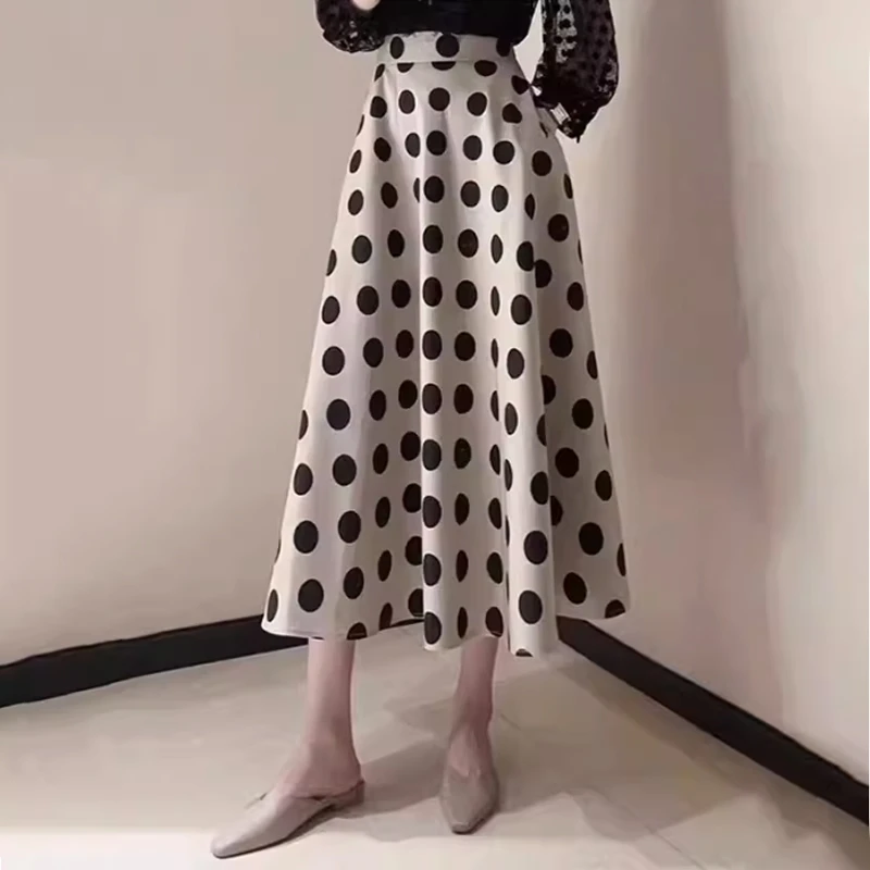【专柜品质】春夏新款气质印花波点a字半身裙伞裙女5200428