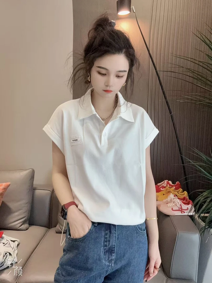 【精选推荐】新款欧货抽绳个性潮POLO衫女款短袖上衣8710