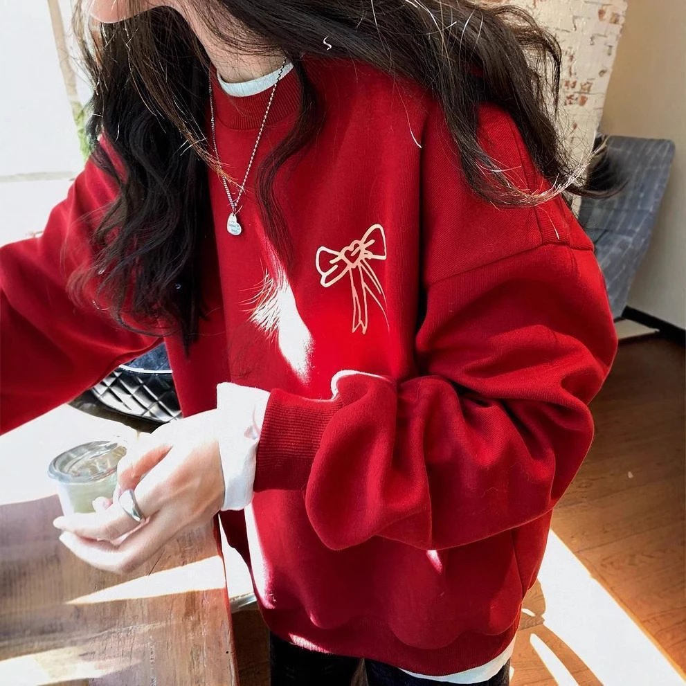 红色涂鸦年款加绒卫衣亲子120-170码