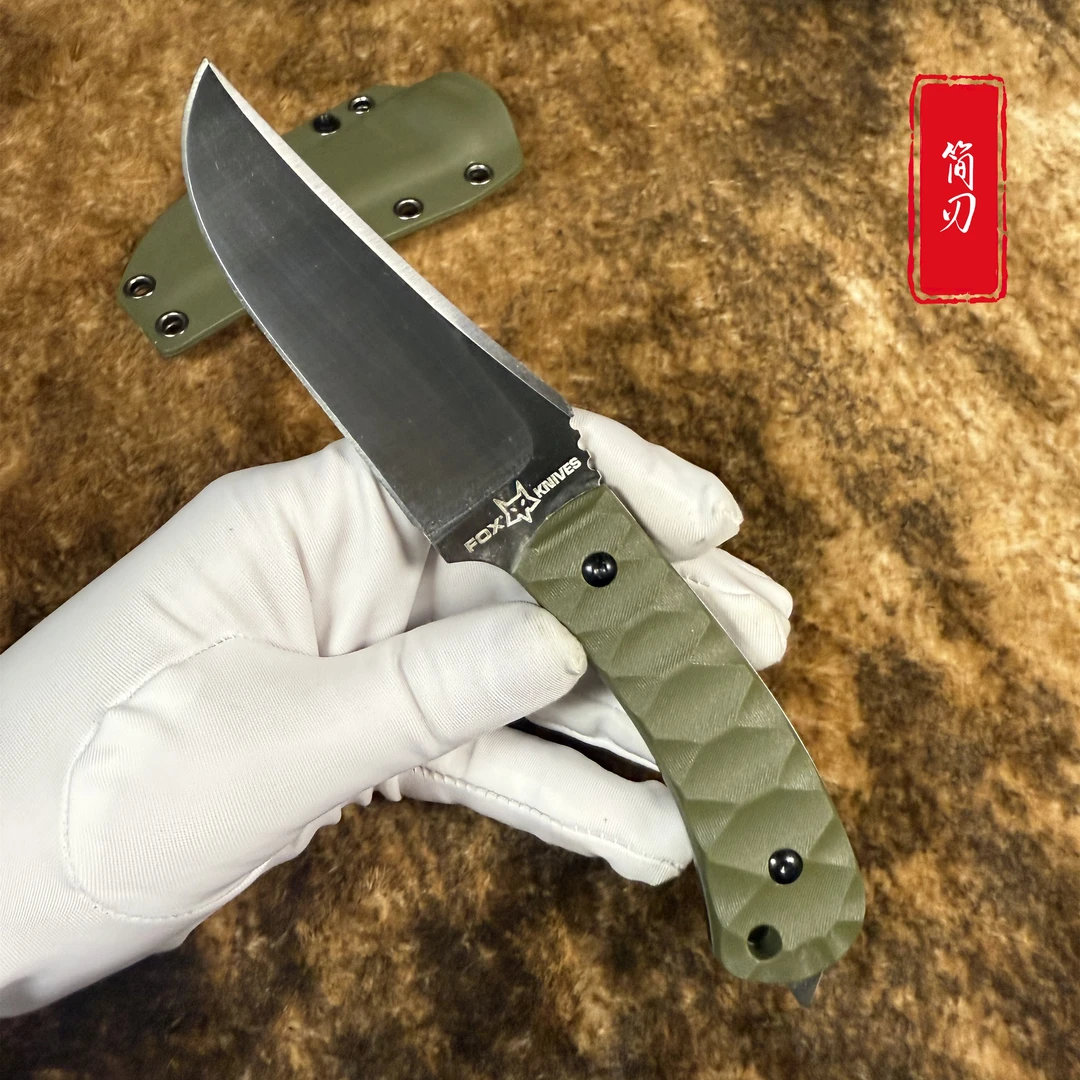新疆包邮【狐狸】进口D2高速钢吃肉户外露营手把肉小直刀
