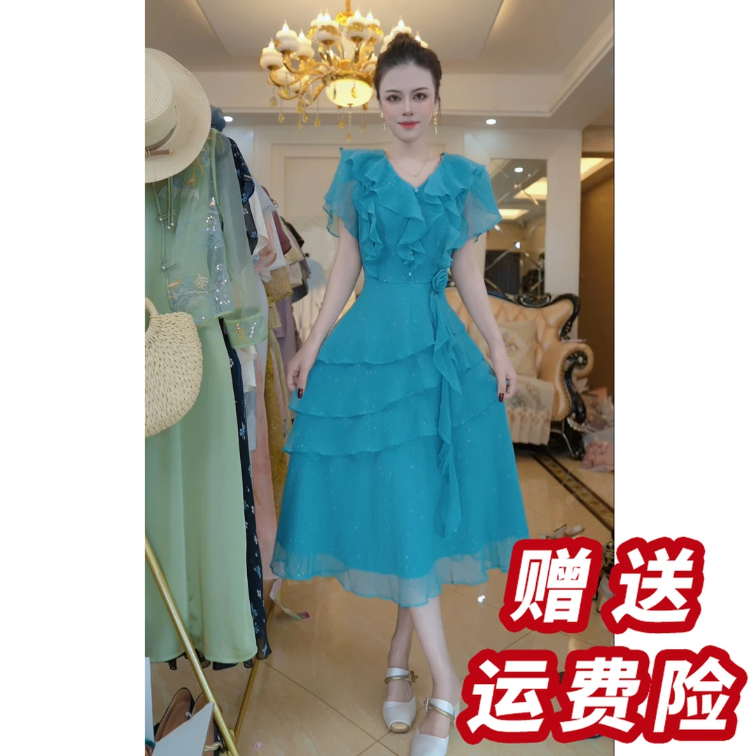 【赠送运费险】海边拍照绝美连衣裙2025新款荷叶边度假裙子J5181