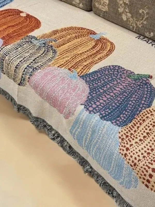 【七彩南瓜】330*85cm流苏沙发毯靠背巾多功能一片式客厅沙发套巾