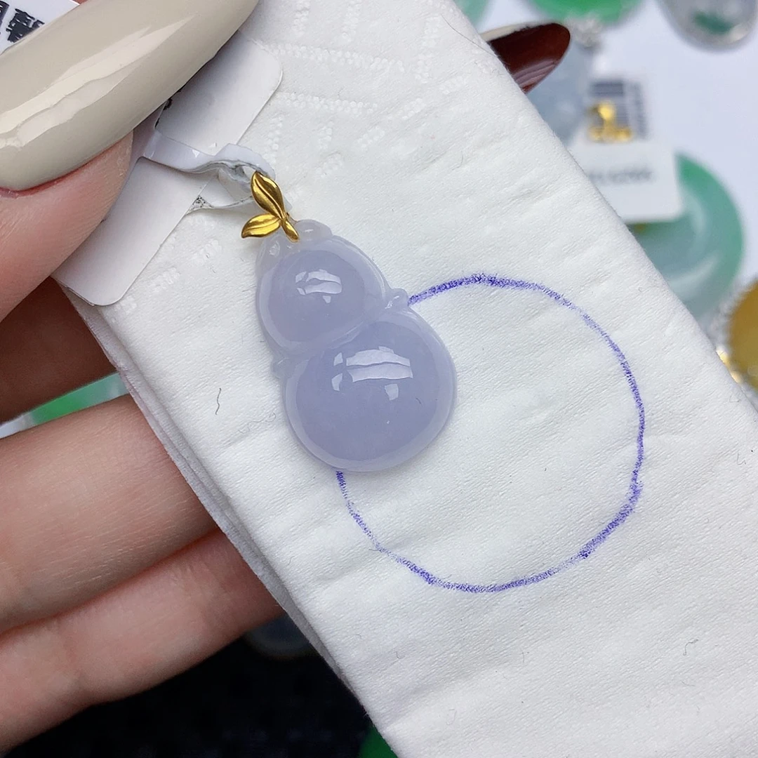 翡翠18K金镶嵌颈饰天然缅甸翡翠a货百元以上9元证书费自理