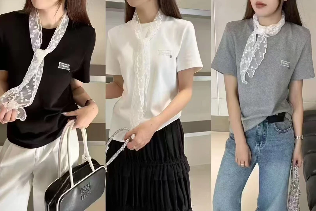 5031蕾丝小纱巾半袖