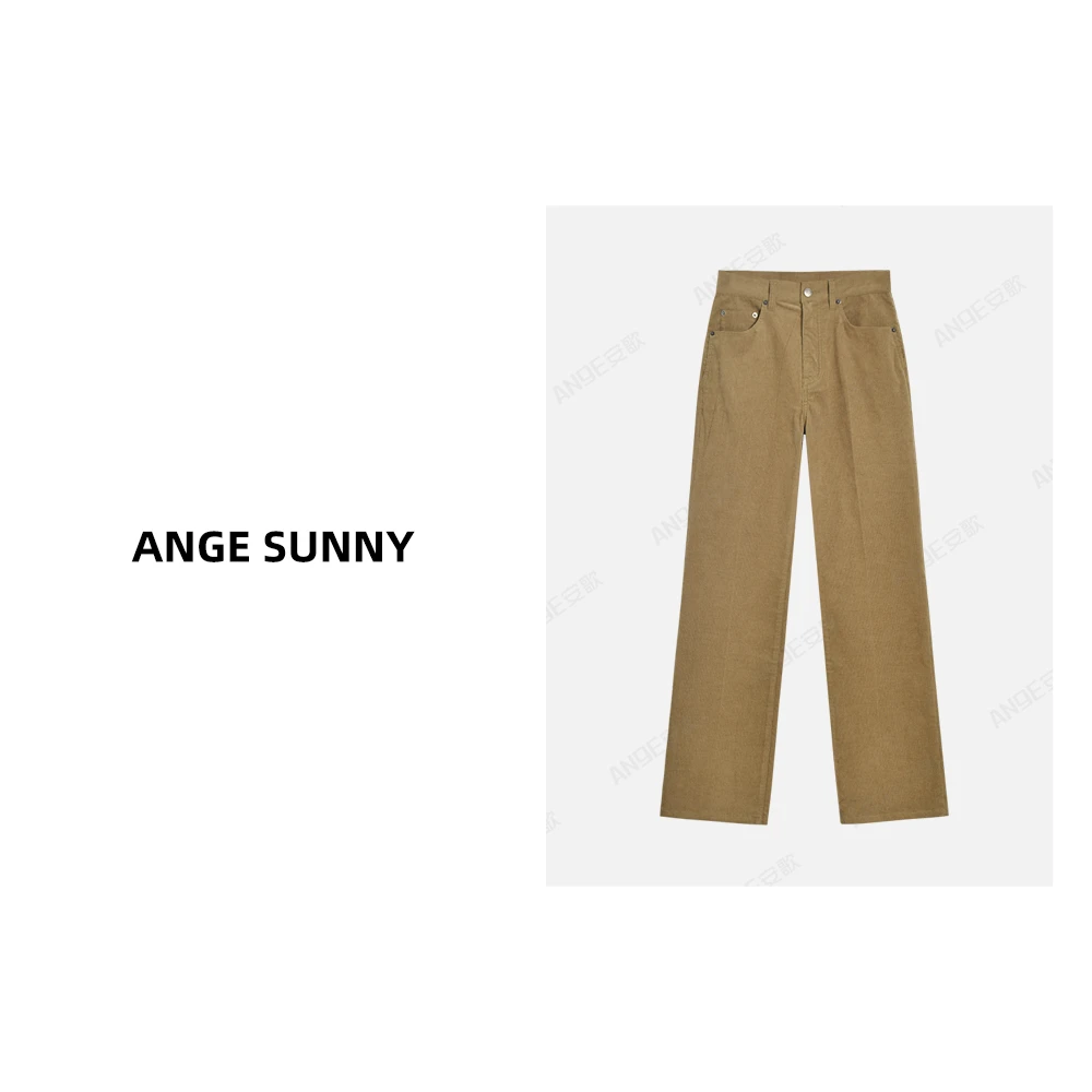 ANGE SUNNY【罗兰灯芯绒长裤】Y*L高腰直筒裤休闲简约百搭