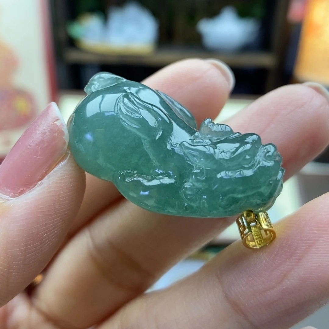 翡翠18K金镶嵌颈饰吊坠34