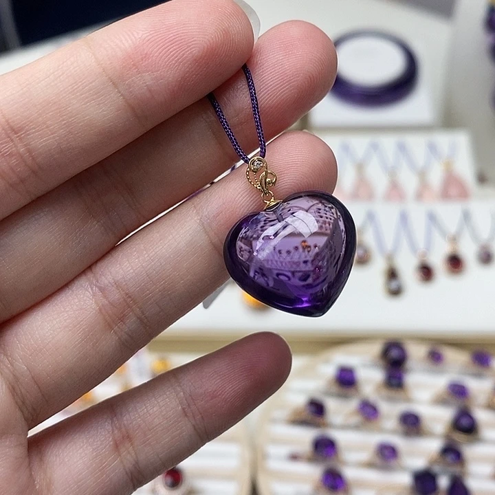 紫晶吊坠(赠链)18K金镶嵌紫水晶吊坠