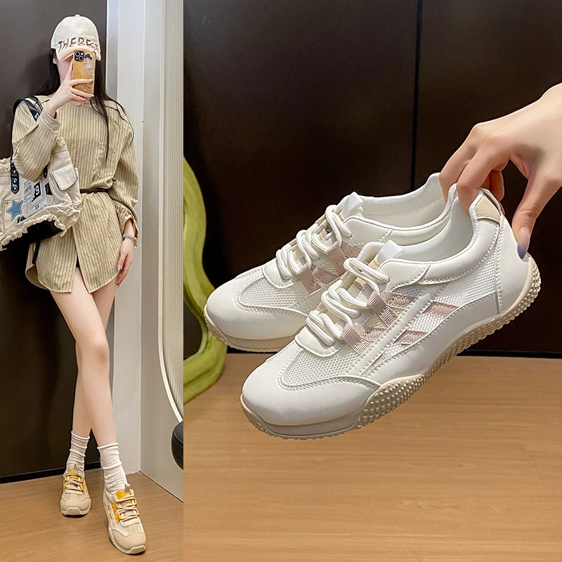 2025小白鞋女夏季新款网面韩版ins女学生休闲运动百搭阿甘鞋街拍