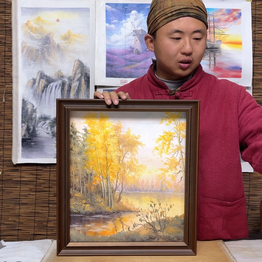 油画行路人小院绘画作品竞拍