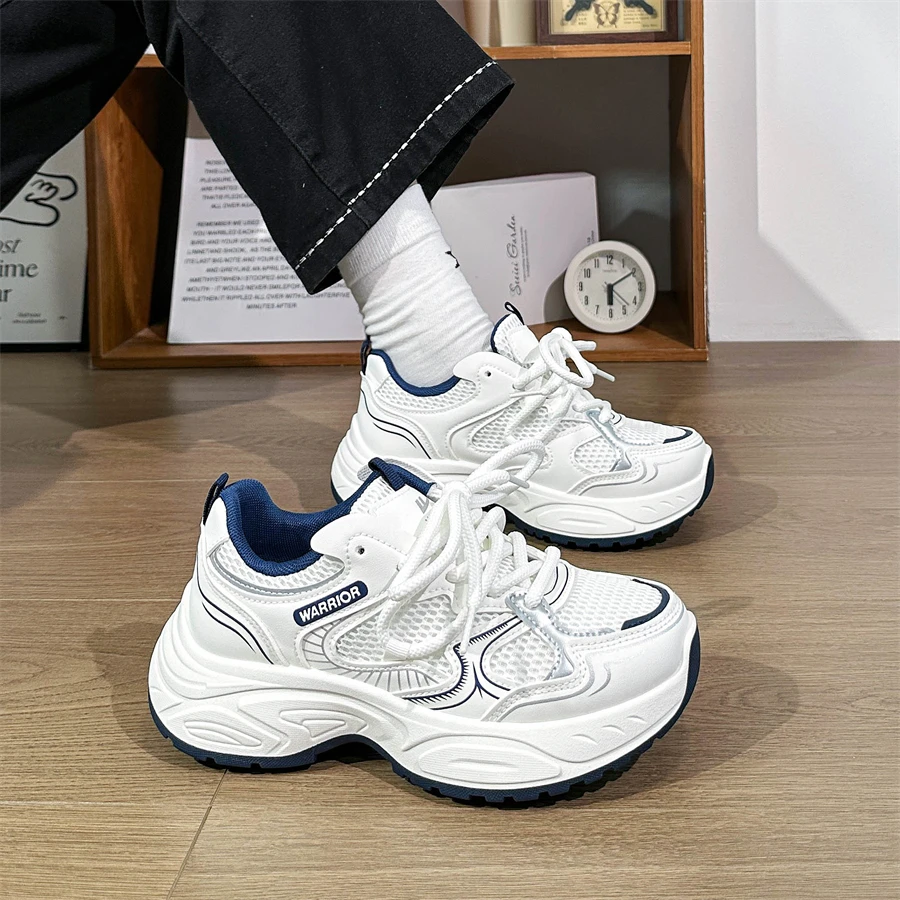 Warrior/回力白银色老爹鞋女新款透气韩版百搭轻便厚底休闲运动鞋