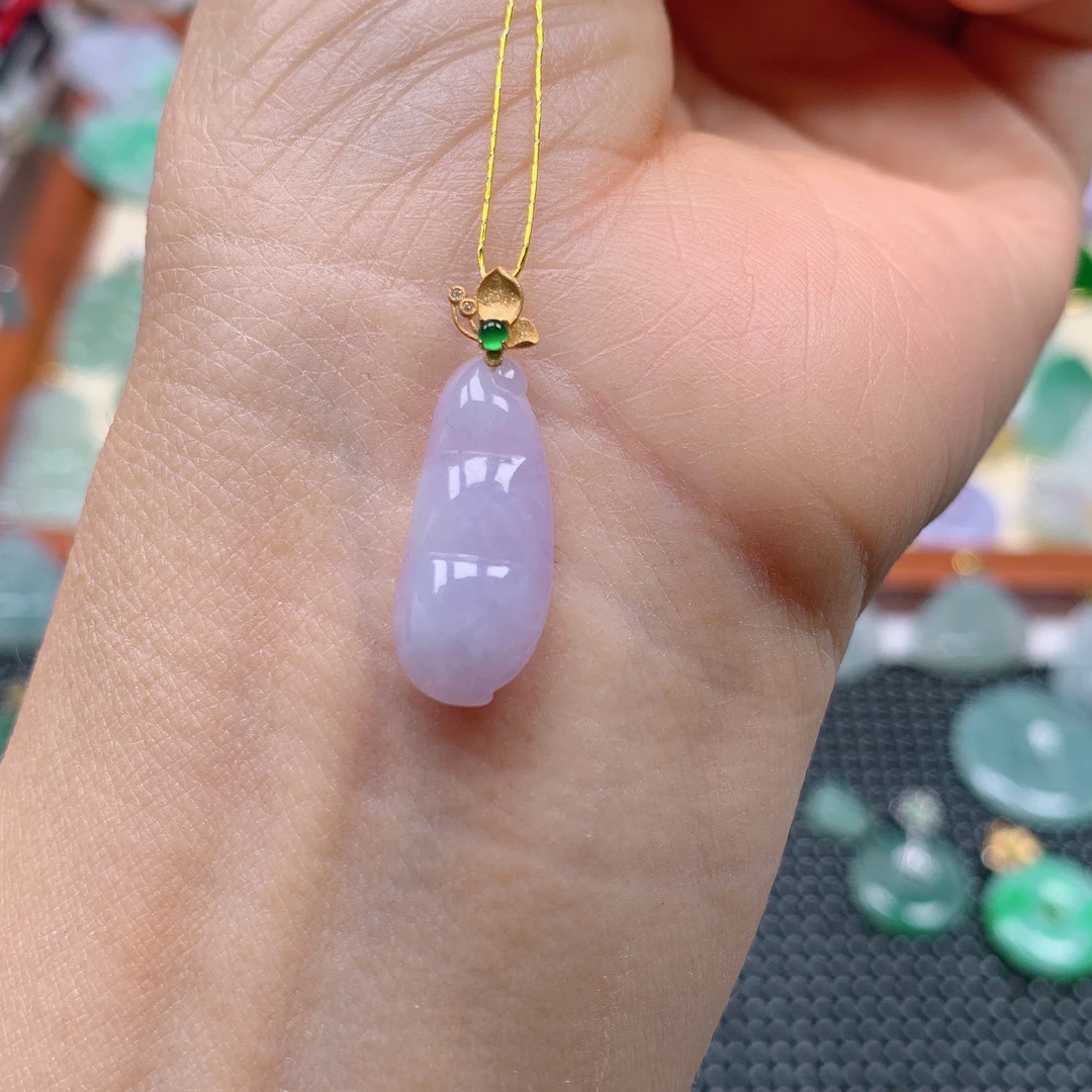 缅甸天然A货翡翠，紫罗兰福豆 编号28/512尺寸20.7-8.9-4.6