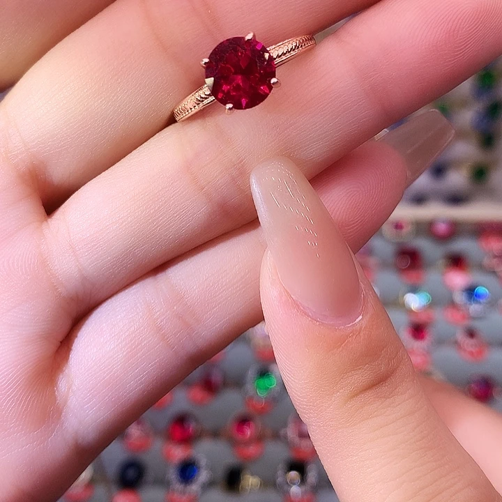 红宝石戒指银S925镶嵌