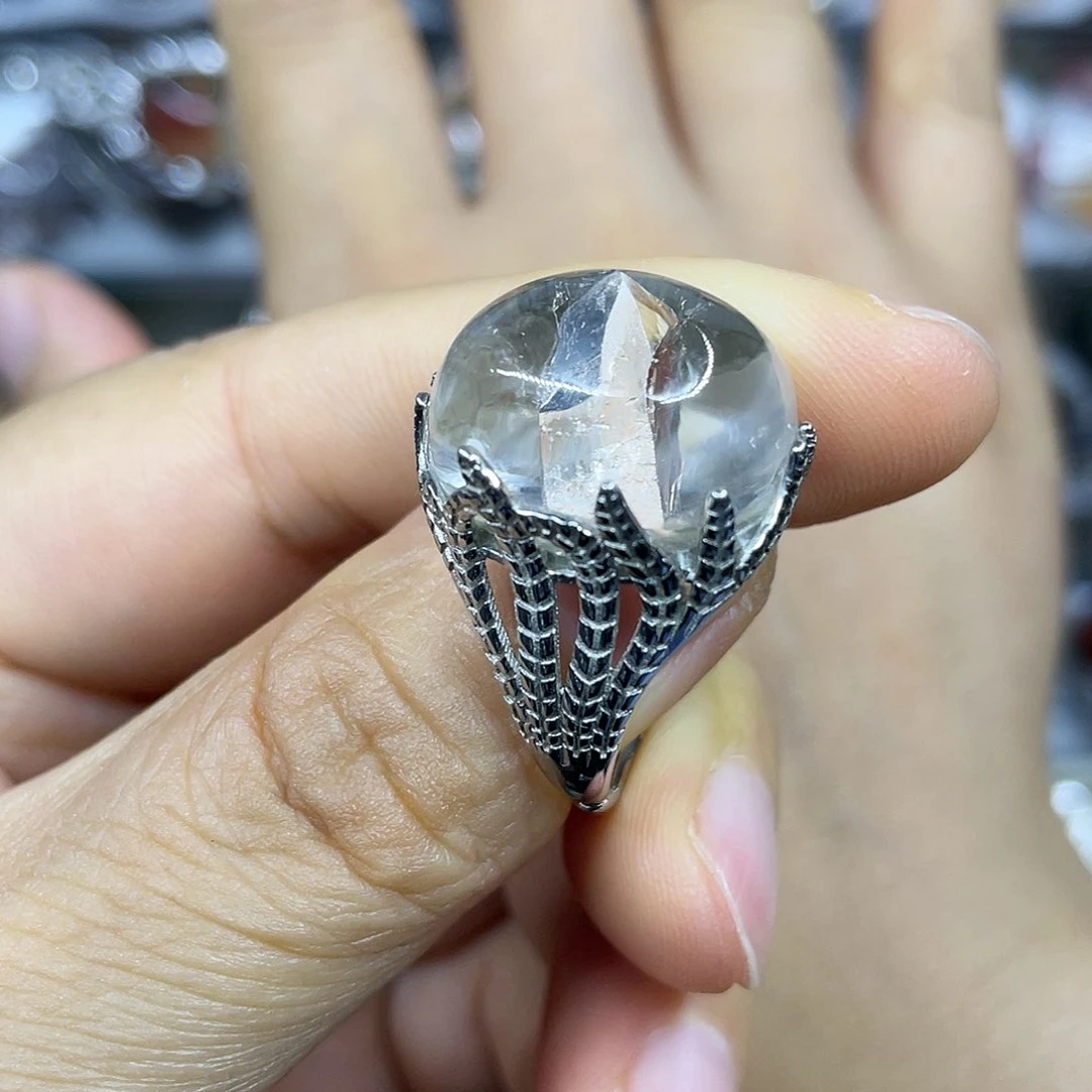 【闪购商品】银S925镶嵌珠宝半成品水晶戒指