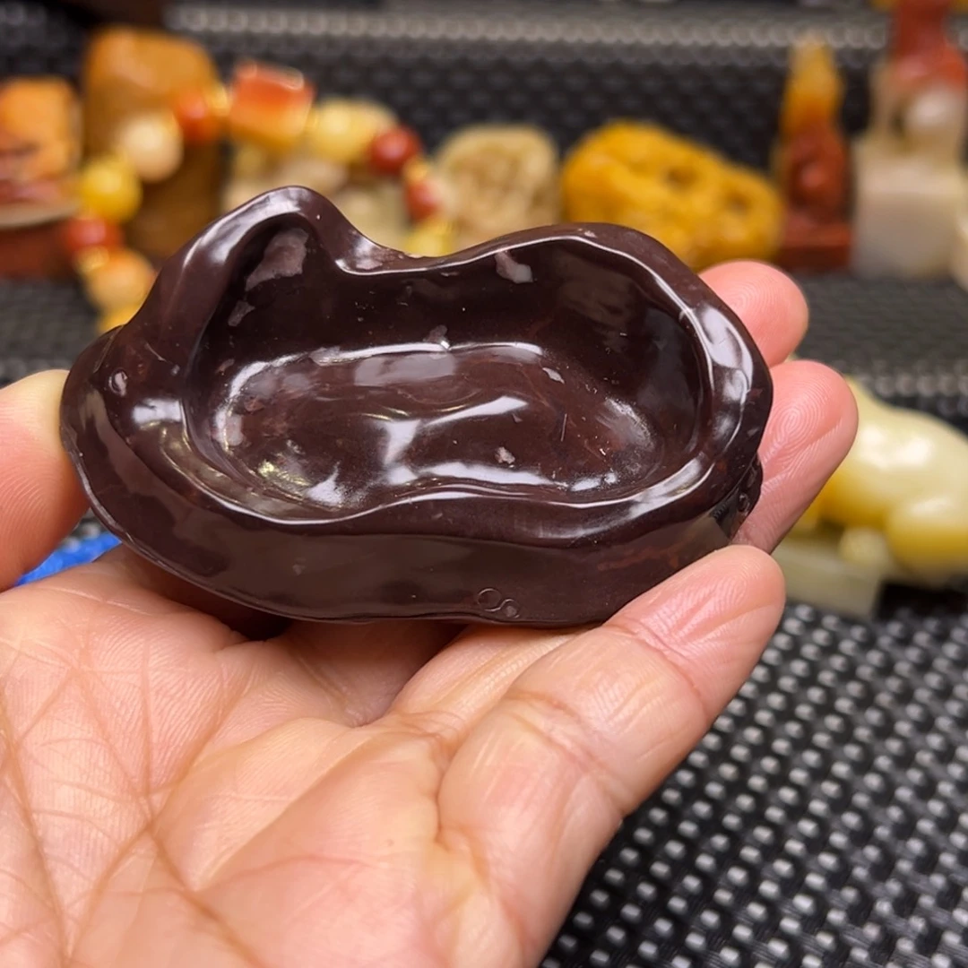 寿山石月尾紫节节高笔架雅玩