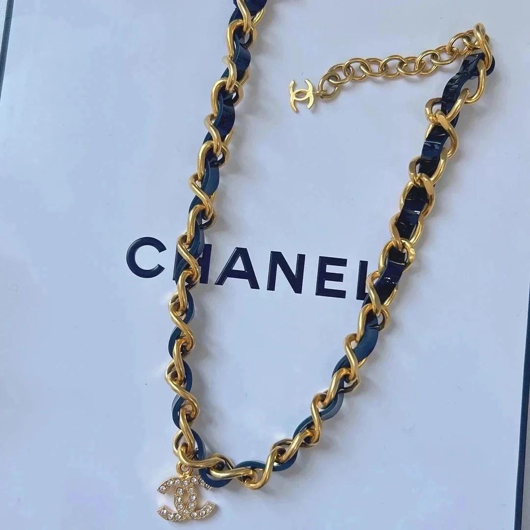 95新 Chanel/香奈儿 Chanel vintage香奈儿中古皮穿项链