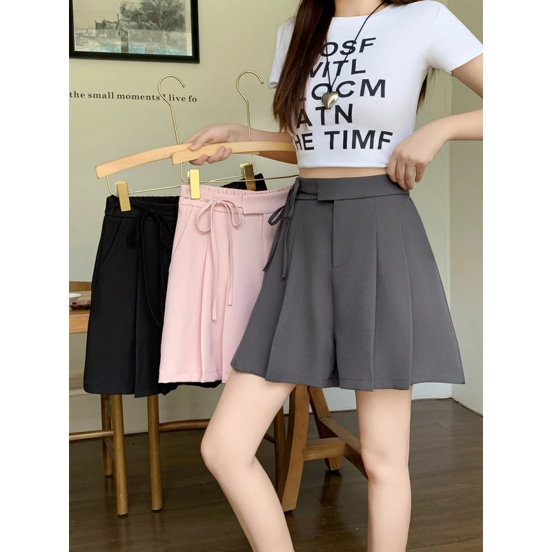 2025夏新胖mm大码高腰宽松西装a字短裤垂感阔腿裤禅意气质款女装