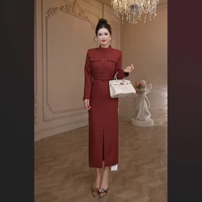 【十七原创】时尚高级安哥拉红百搭红女装连衣裙61127