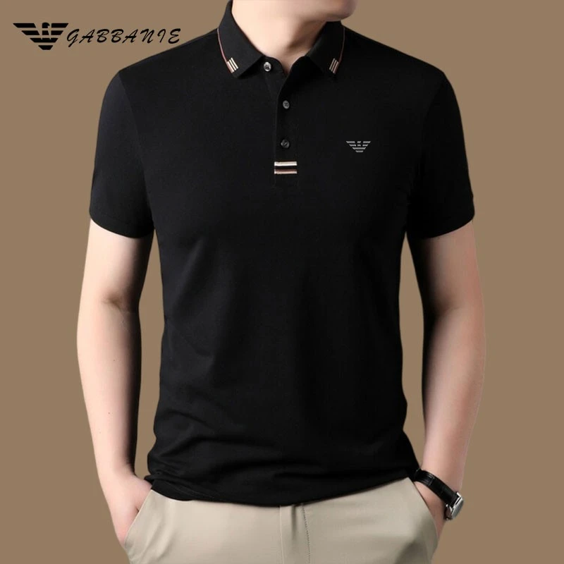 正版棉短袖T恤男夏季新款男士半袖t恤爸爸男装宽松翻领polo衫男