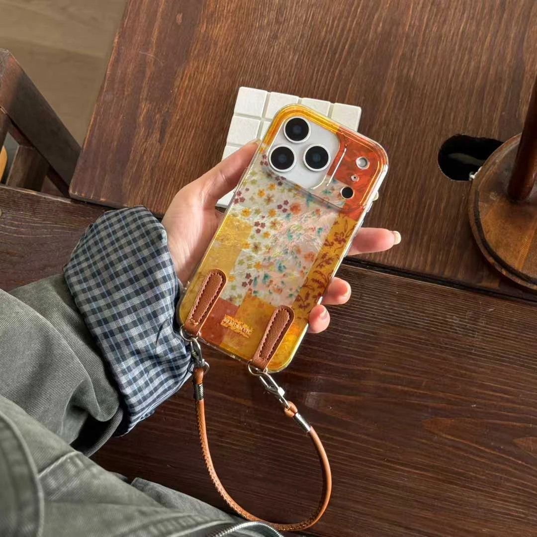 秋冬拼接小清新ins风渐变创意苹果17/16/15/14promax手机壳个性款