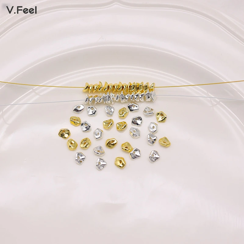 V.FEEL18k电镀异形不规则小碎金石头隔珠隔片手工diy饰品配件材料