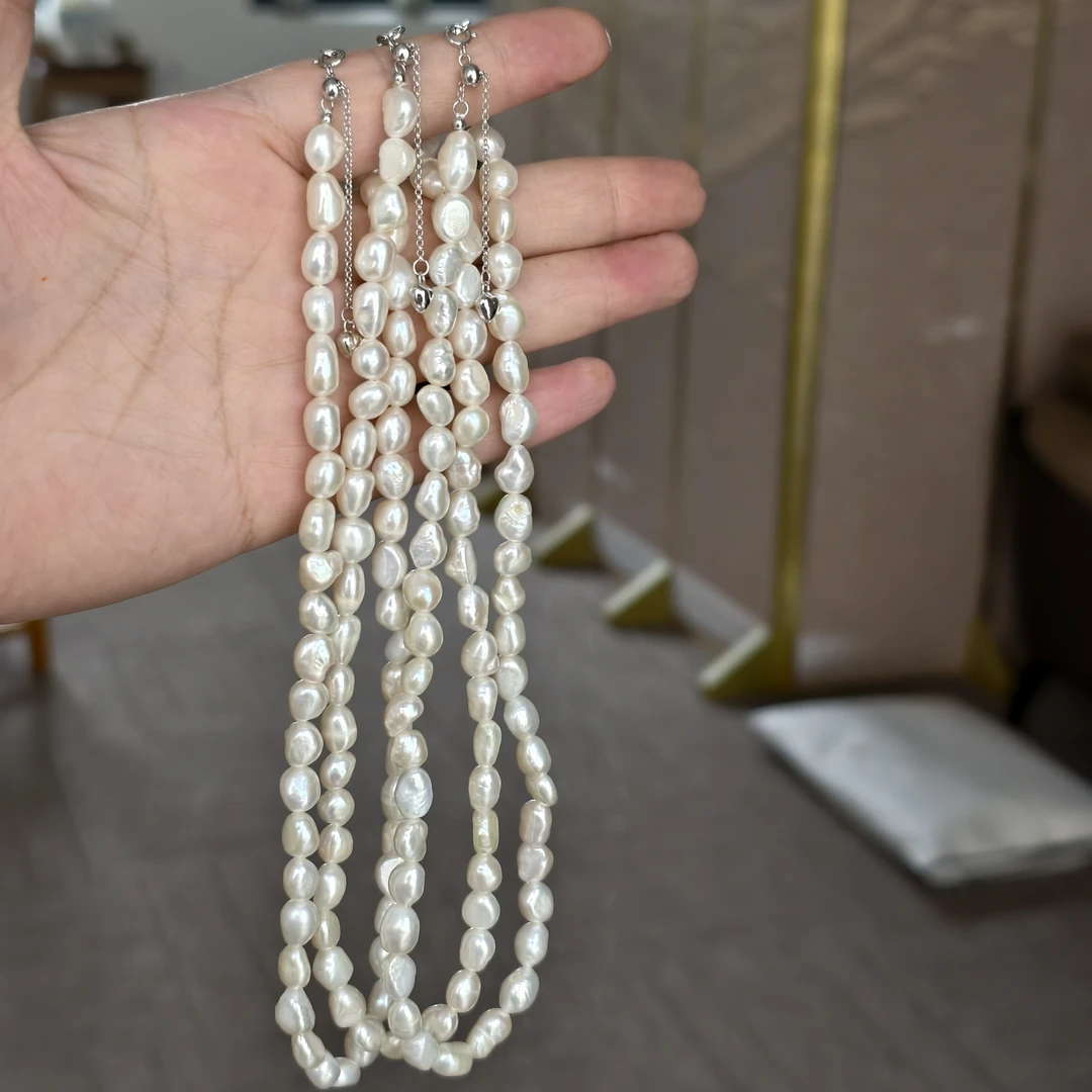 C1野生淡水keshi珍珠S925银无核项链7-8mm（多样性发其一）