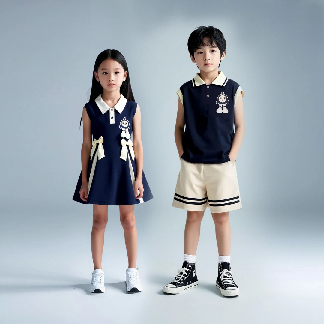 男童女童2025背心套装夏季儿童韩版洋气无袖蝴蝶结连衣裙D2S5-788