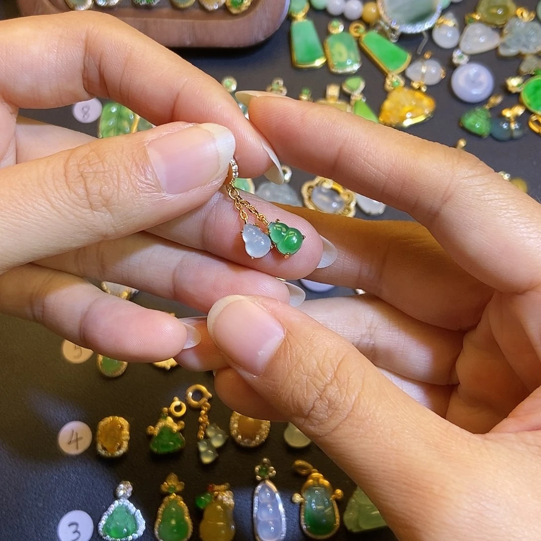 翡翠银S925镶嵌吊坠(不含链)