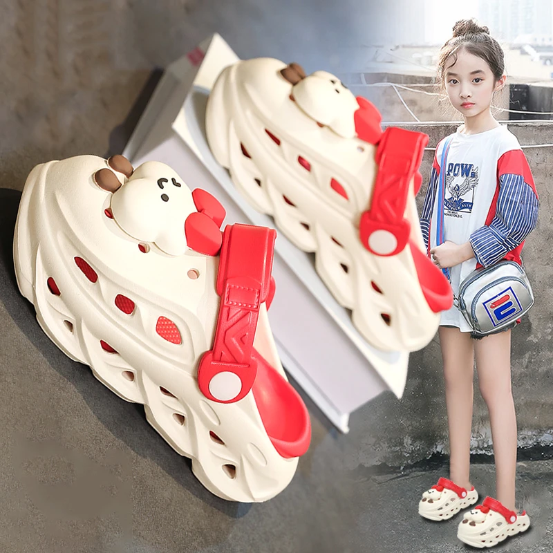 ABC女童洞洞鞋夏季防水2025新款儿童拖鞋踩屎感居家室内凉拖两穿