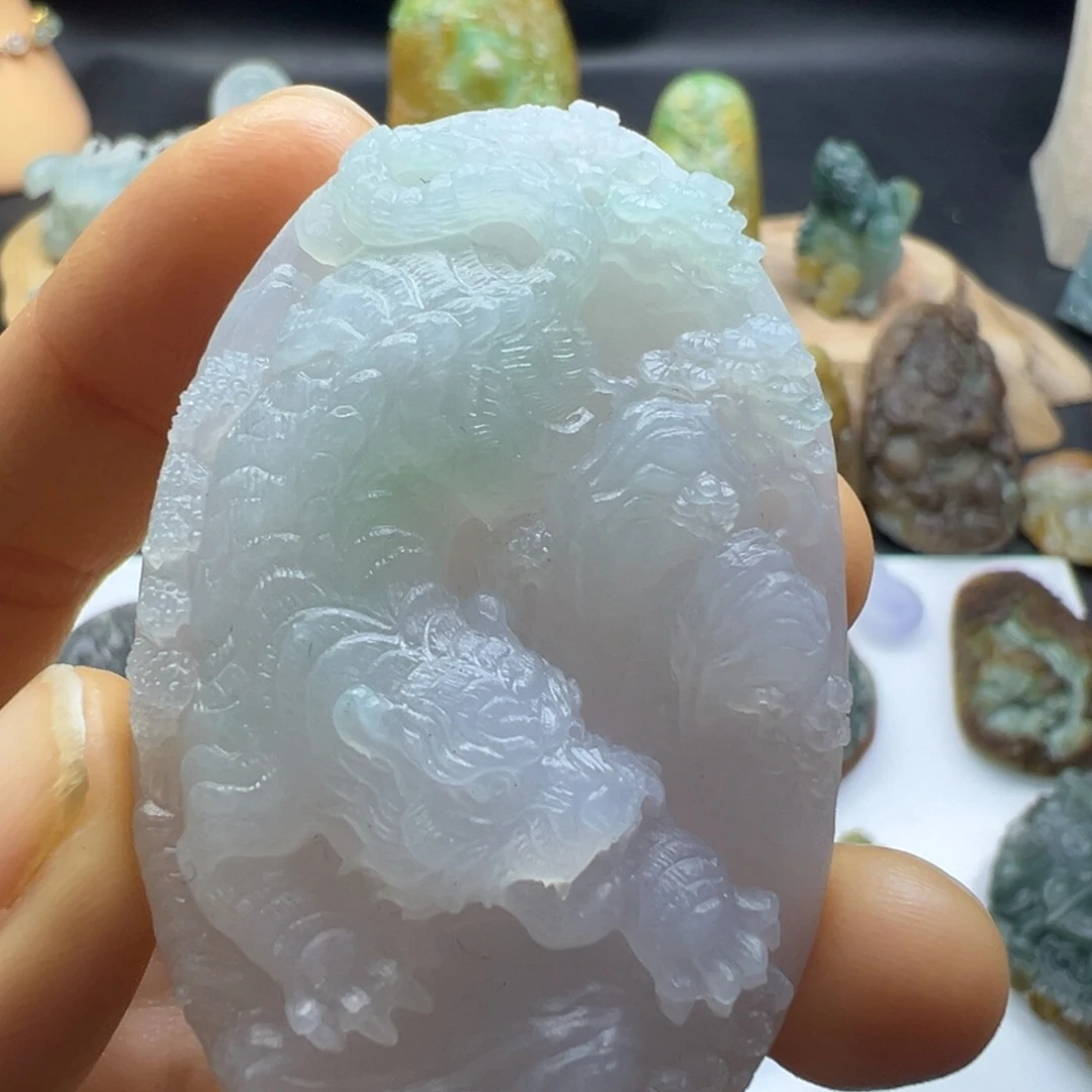 定制翡翠未镶嵌缅甸翡翠A货挂件下山虎