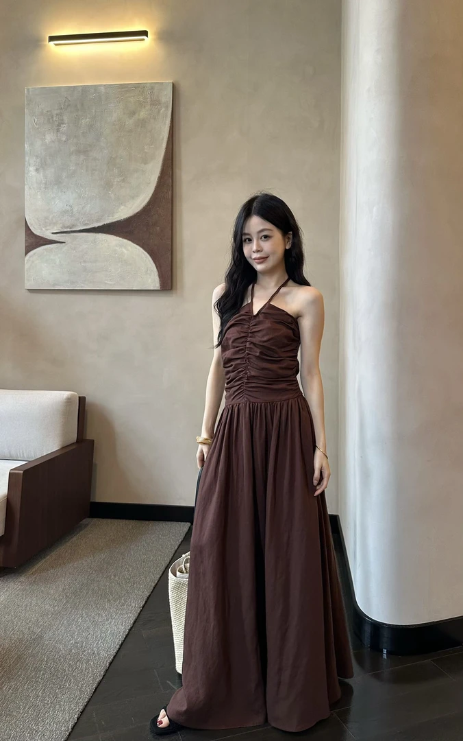 福秒-天S亚麻！绑带显瘦有质感连衣裙（BY27353#）OBT