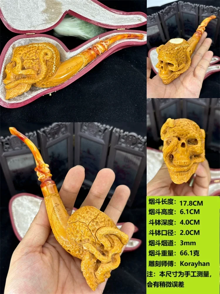 土耳其师傅Korayhan手工海泡石精美骷髅头大号烟斗烟具