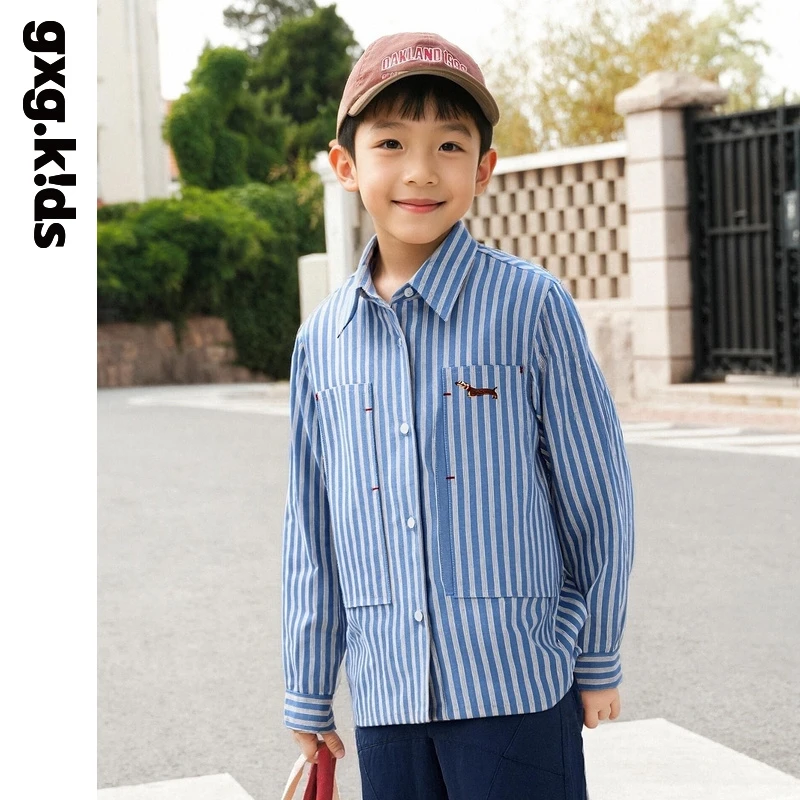 gxg kids秋季复古休闲条纹衬衫春KGD30334913