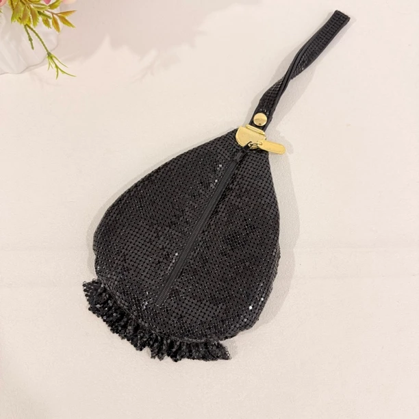 【六六中古】孤品复古黑色串珠手拿包ty3369尺寸19*14