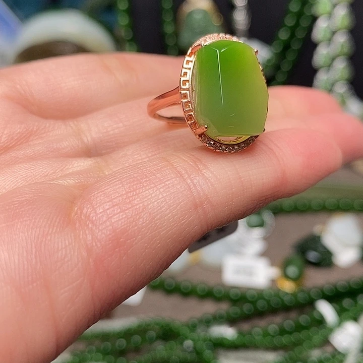 和田玉银S925镶嵌戒指