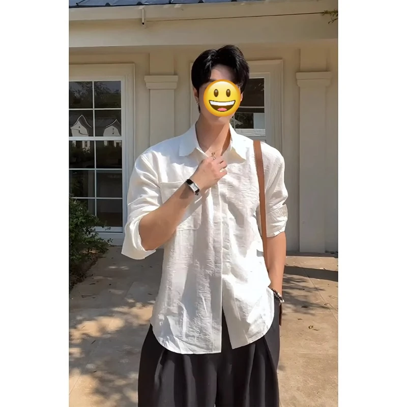 薄款透气白色棉麻衬衫外套男款夏季老钱风高级感休闲防晒长袖衬衣