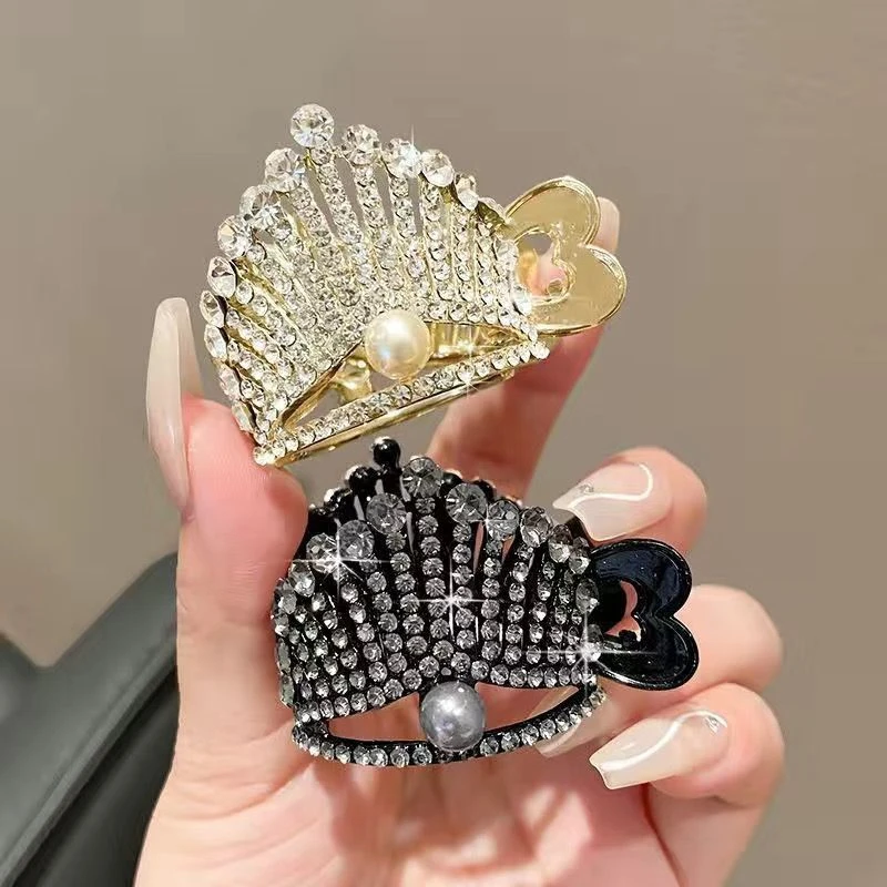 高级感水钻皇冠高马尾抓夹女夏季后脑勺金属发夹网红新款夹子发卡