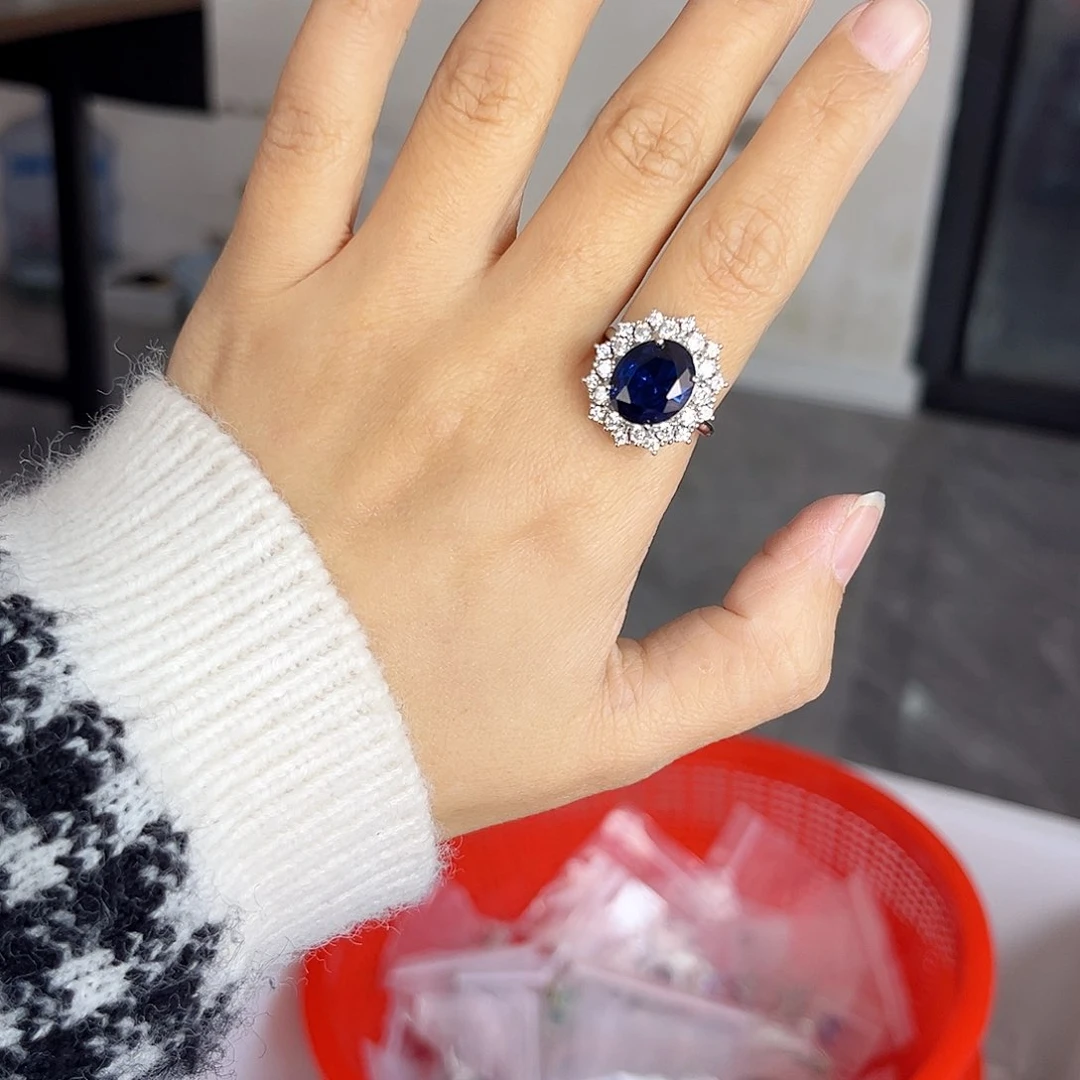 戒指蓝宝石银S925镶嵌