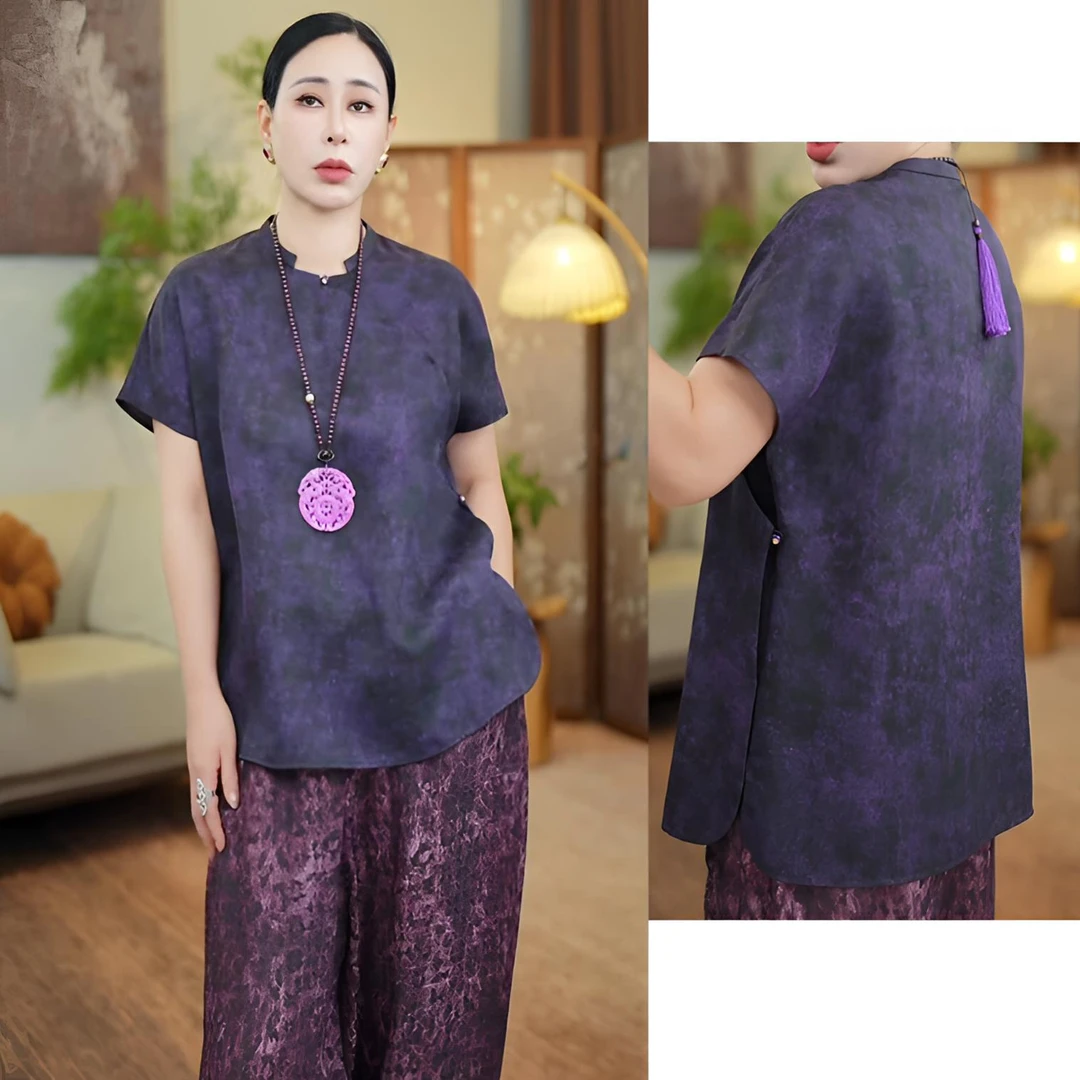 「利琪高订」国风新中式气质轻奢百搭扎染衬衫上衣A6375