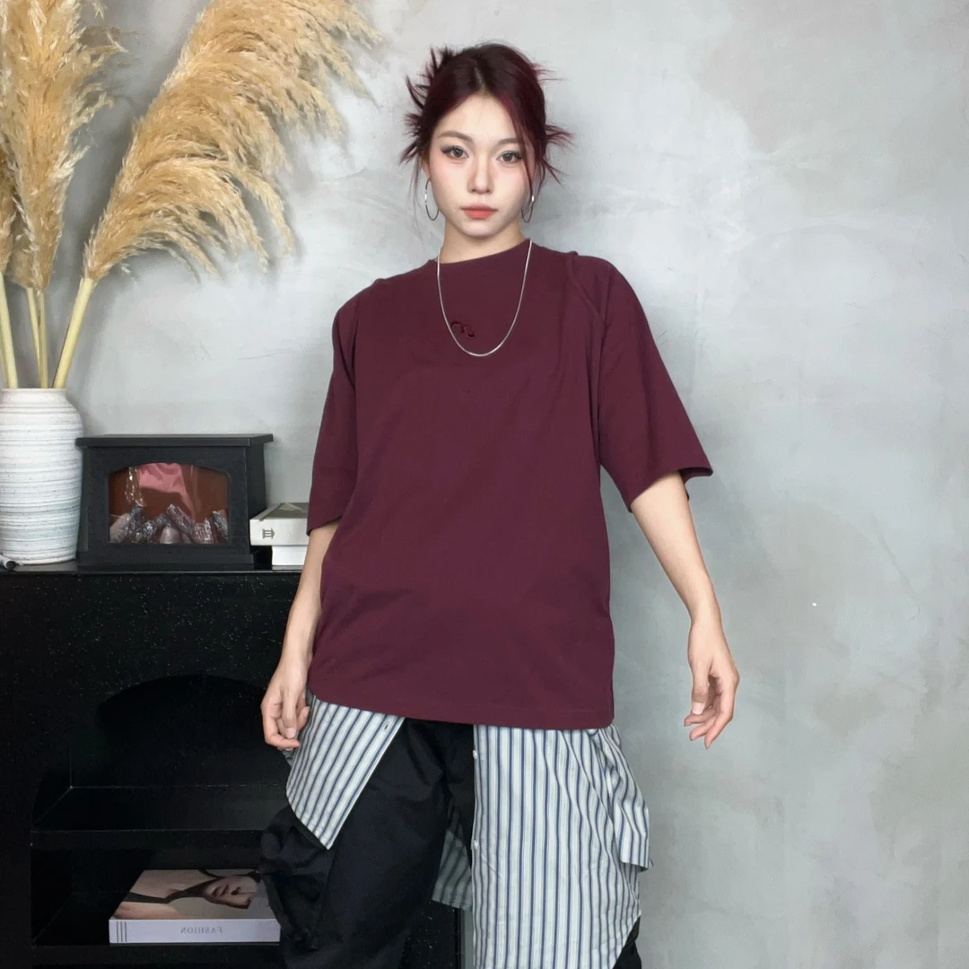 BANERIST春夏经典廓形运动插肩袖刺绣短袖男宽松T恤百搭时尚