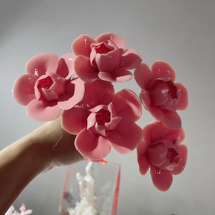 瓷片纯陶瓷手工捏花