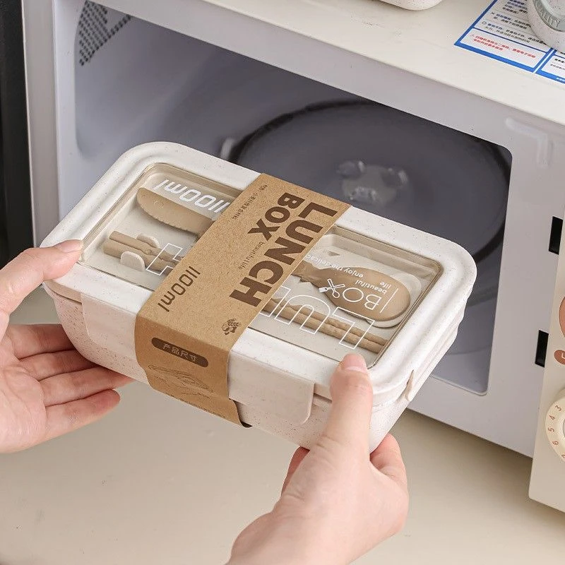 日式饭盒轻食便当盒可微波炉加热上班族带饭轻便简约餐盒学生