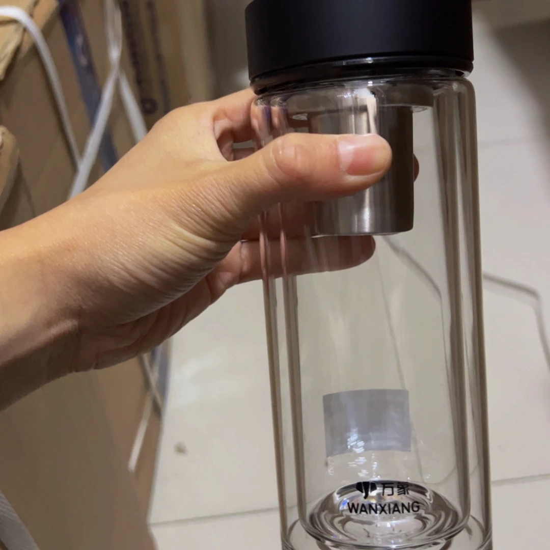 万象v274黑色双层玻璃杯410➕杯套