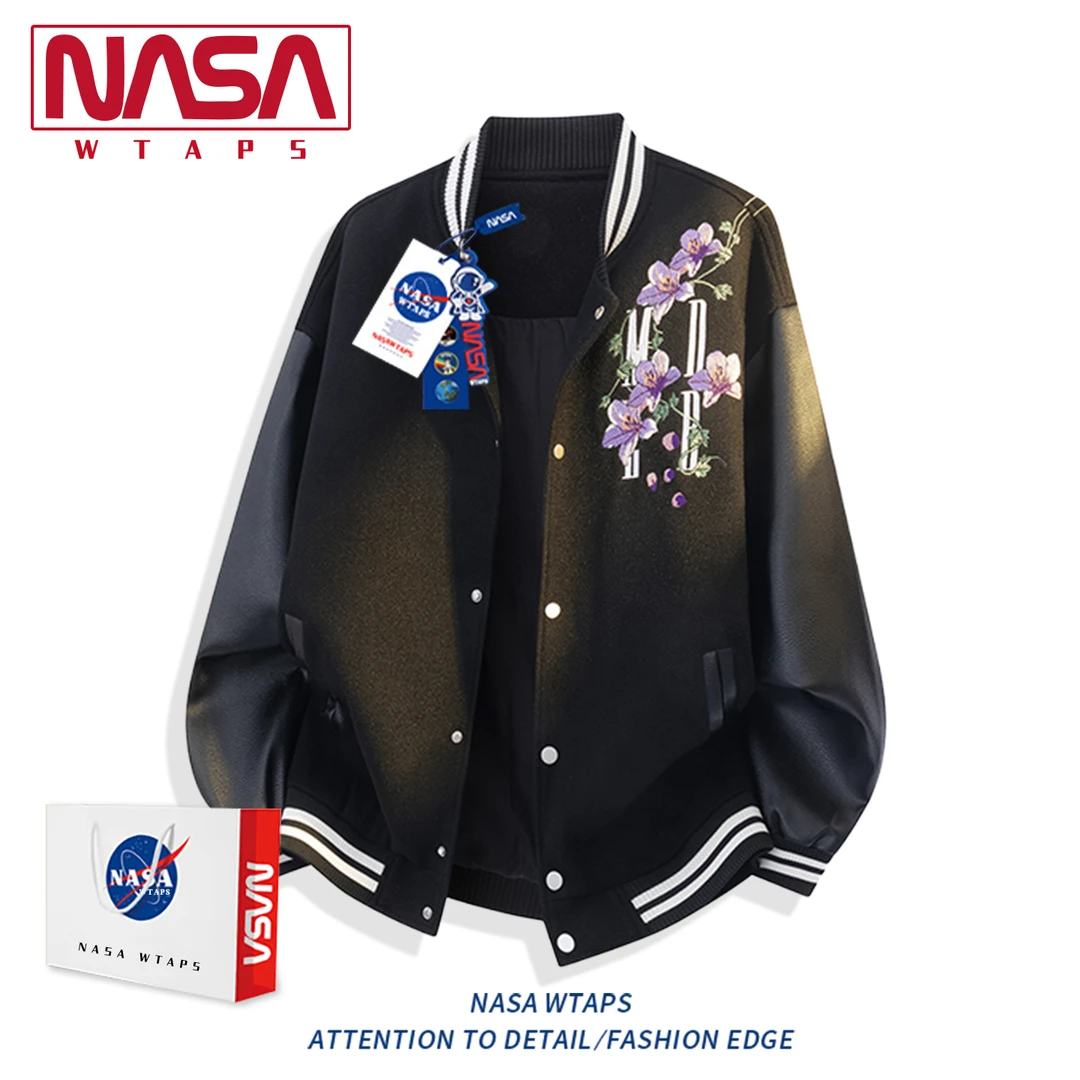 NASA WTAPS美式重工花卉刺绣夹克男款秋冬季新款情侣飞行夹克外套