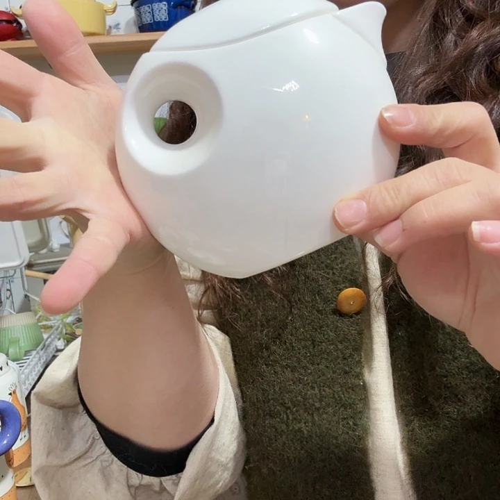 骨瓷团圆醋壶白底