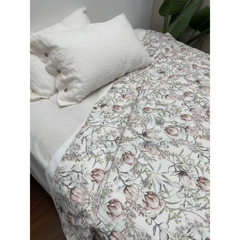 C217 帝王花11支汉麻AB版双人被套  200*230cm