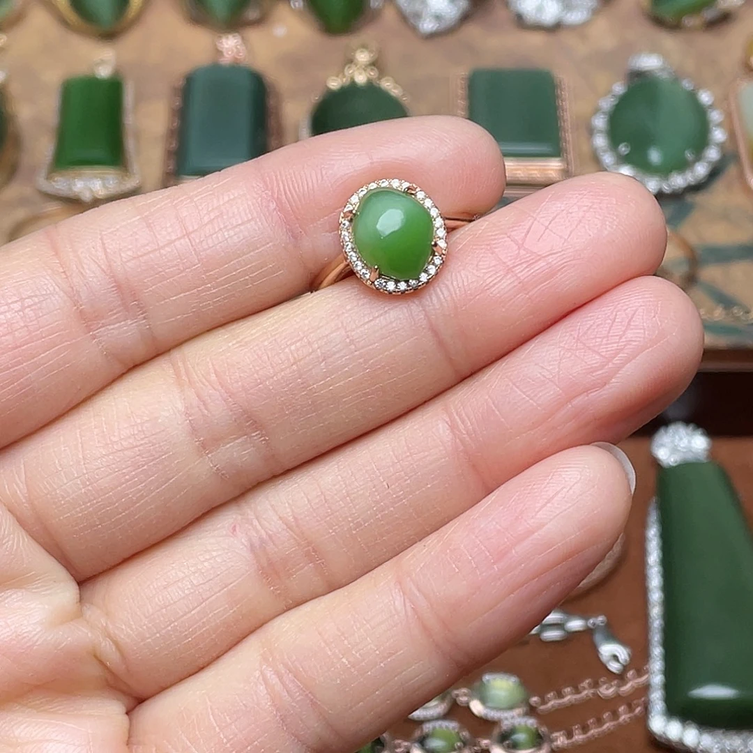 和田玉（碧玉）银S925镶嵌吊坠(不含链)