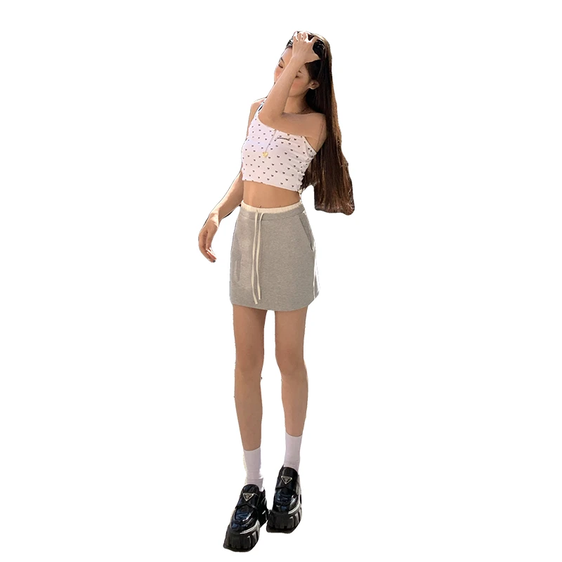 2025春秋上新好品_年新款休闲松紧腰抽绳字高腰防走光半身裙女