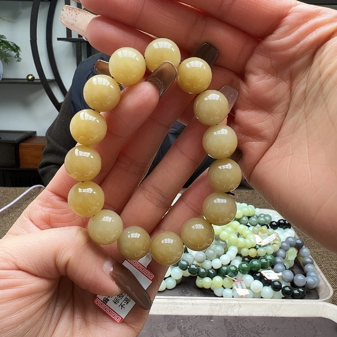 和田玉未镶嵌手链14金山糖