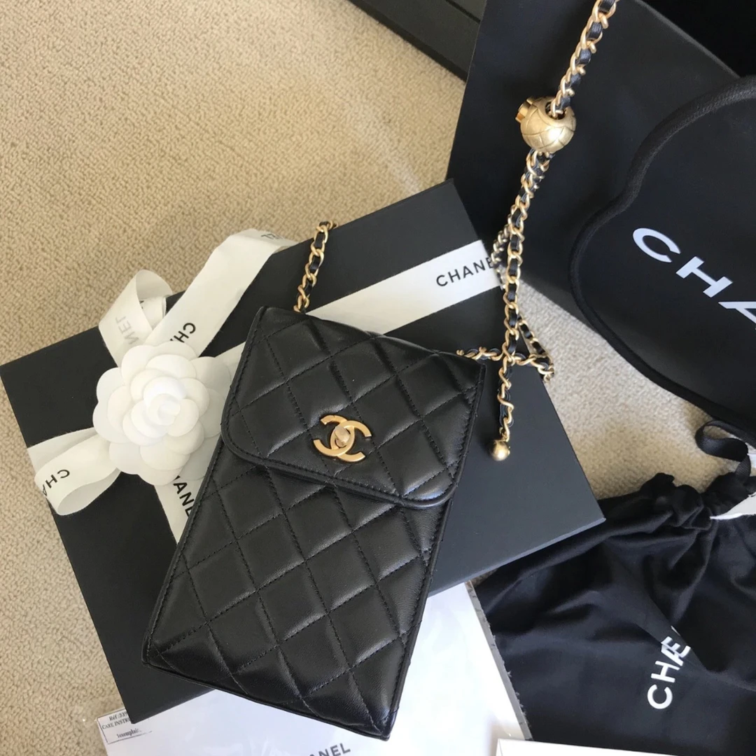 99新 Chanel/香奈儿 Chanel黑金金球手机包 25110033-07