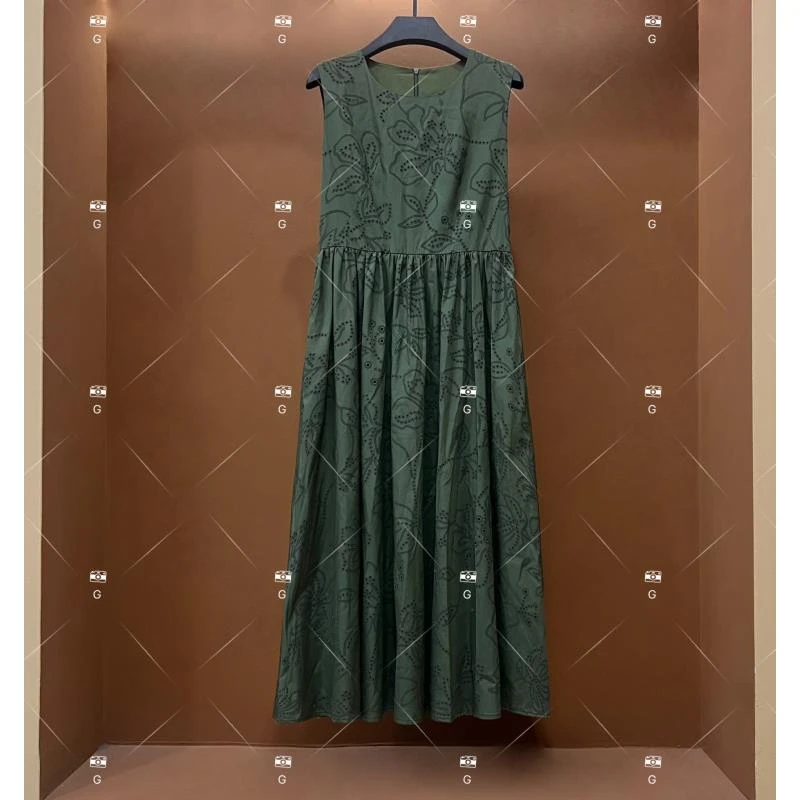 【L姐】夏季新款复古时尚百搭印花无袖连衣裙 H-290